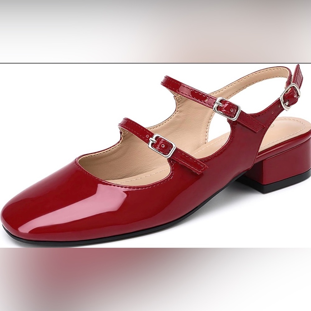 NEWBELLA Women's Mary Jane Pumps, Retro Chunky Low Block Heel